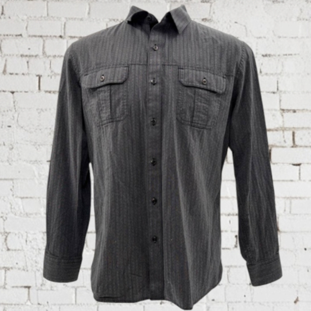 Rock & Republic XL Dark Gray Button Up Long-Sleeved Shirt